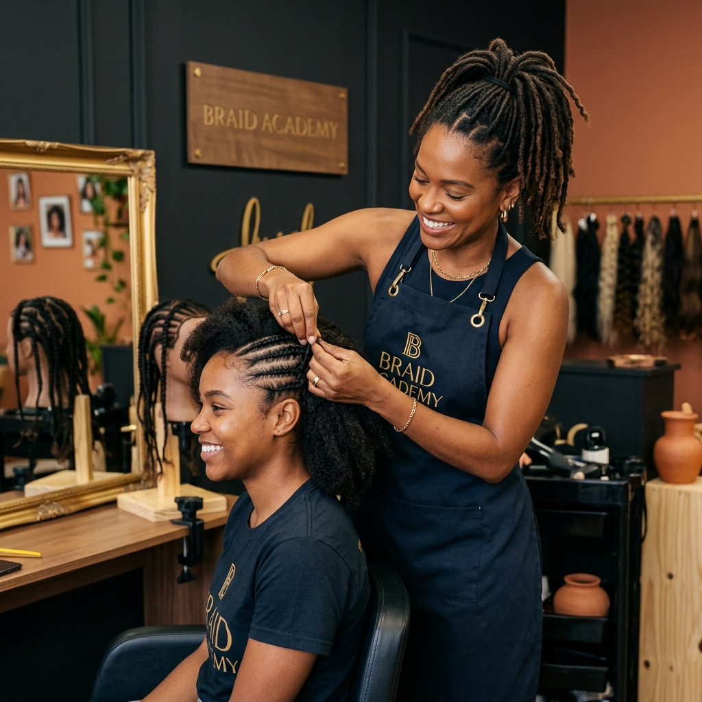 Adriana Marcelino ensinando tranças afro — Universidade DK Volta Redonda